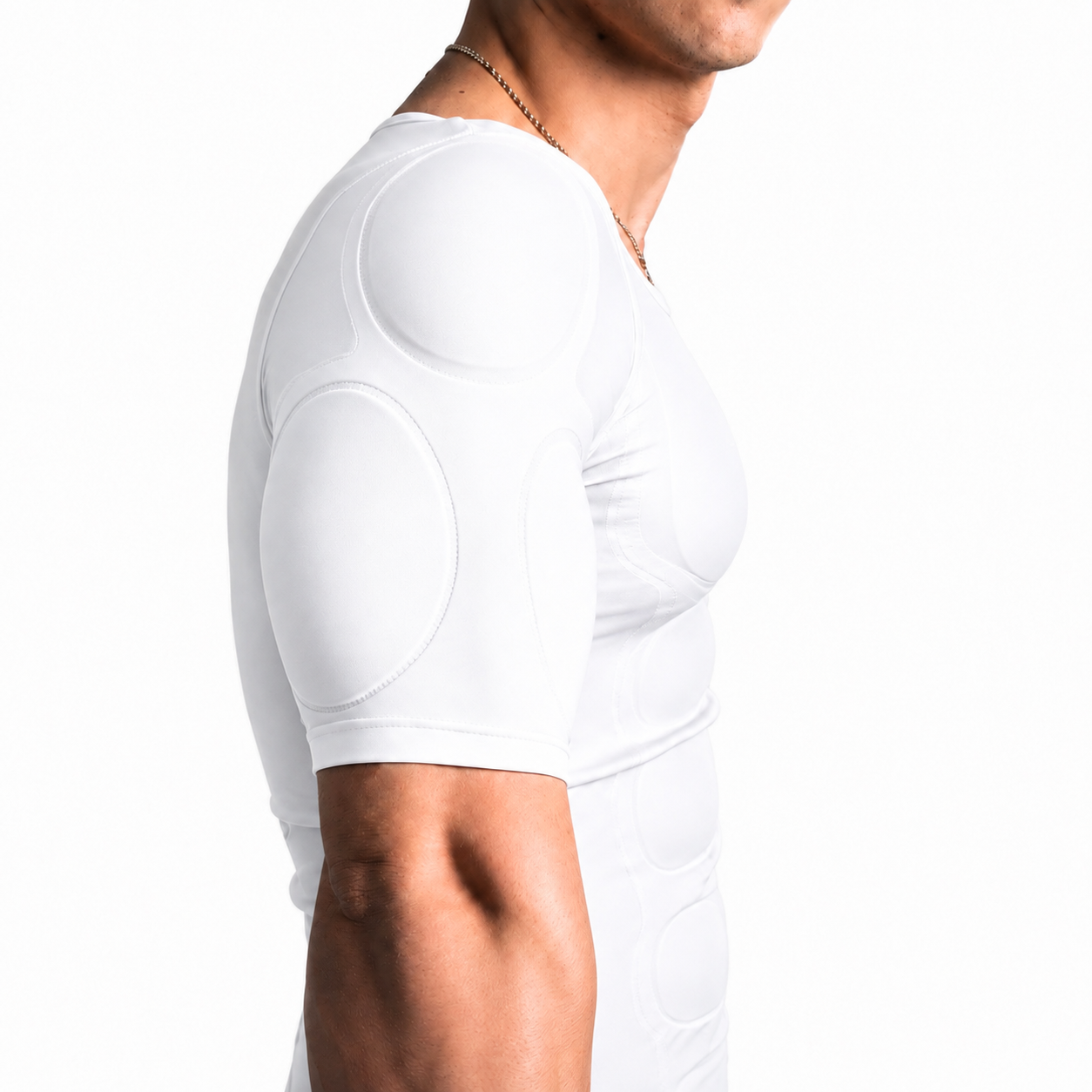 White Padded Muscle Shirt with 3D Padding