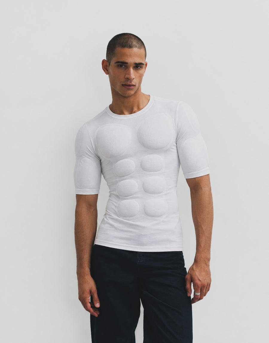 WHITE 3D MUSCLE SHIRT
