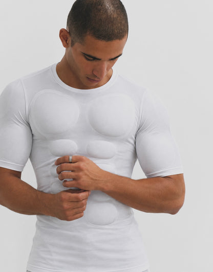WHITE 3D MUSCLE SHIRT