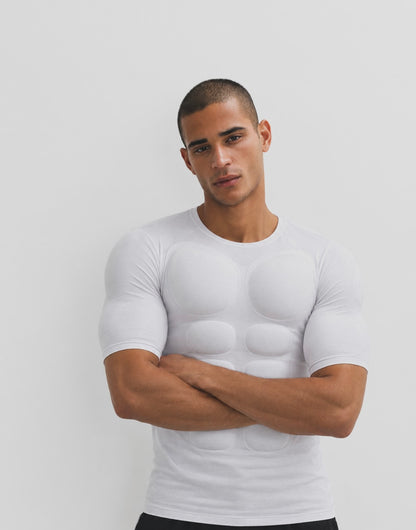 WHITE 3D MUSCLE SHIRT